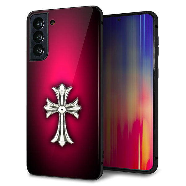 au ギャラクシーS21+ 5G SCG10 強化ガラス&TPUスマホケース ガラプリ【249 クロスレッド】