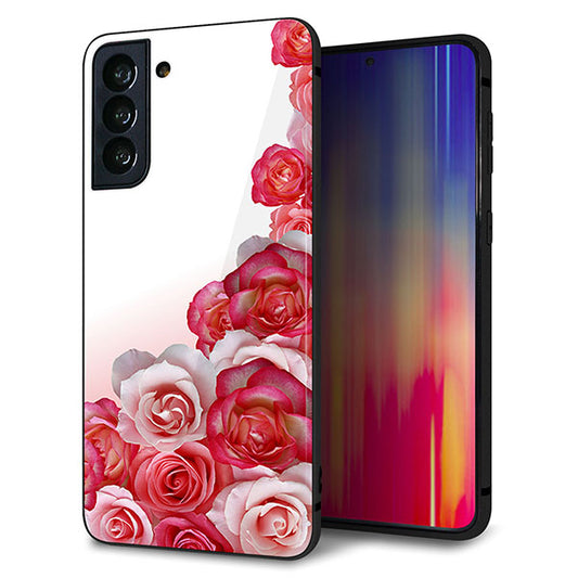 au ギャラクシーS21+ 5G SCG10 強化ガラス&TPUスマホケース ガラプリ【299 薔薇の壁】