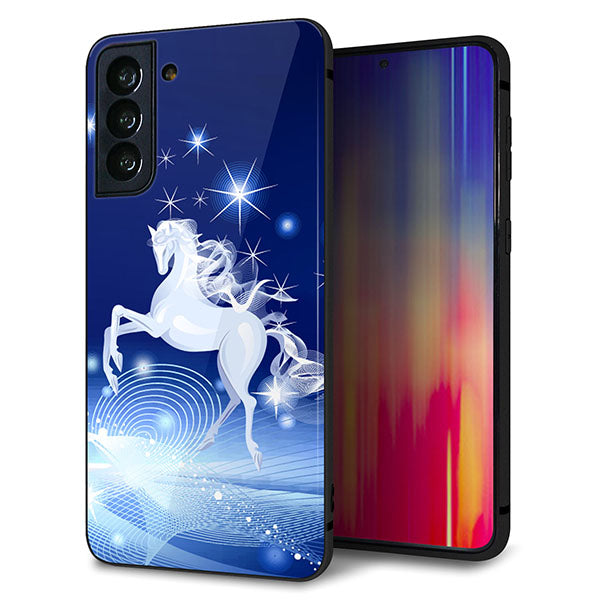 au ギャラクシーS21+ 5G SCG10 強化ガラス&TPUスマホケース ガラプリ【436 ペガサス】