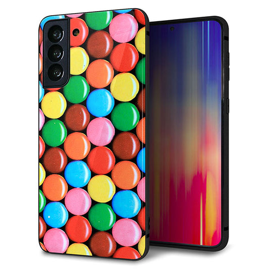 au ギャラクシーS21+ 5G SCG10 強化ガラス&TPUスマホケース ガラプリ【448 マーブルチョコ】