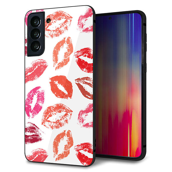 au ギャラクシーS21+ 5G SCG10 強化ガラス&TPUスマホケース ガラプリ【734 キスkissキス】