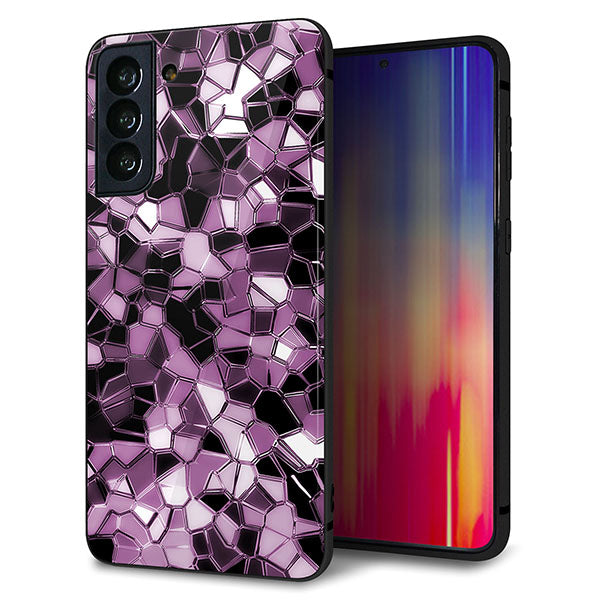 au ギャラクシーS21+ 5G SCG10 強化ガラス&TPUスマホケース ガラプリ【EK837 テクニカルミラーパープル】