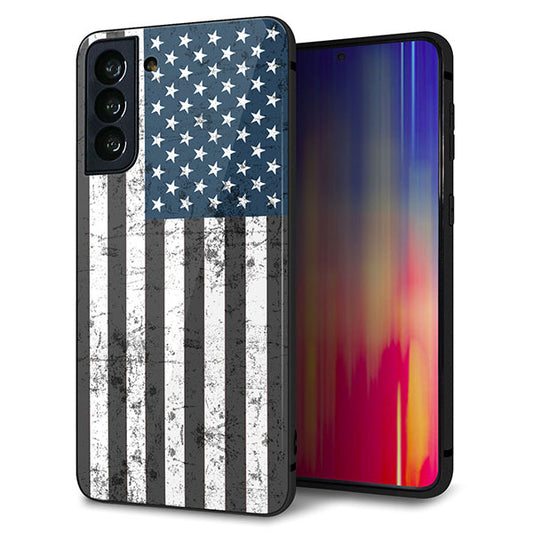 au ギャラクシーS21+ 5G SCG10 強化ガラス&TPUスマホケース ガラプリ【EK864 アメリカンフラッグビンテージ】