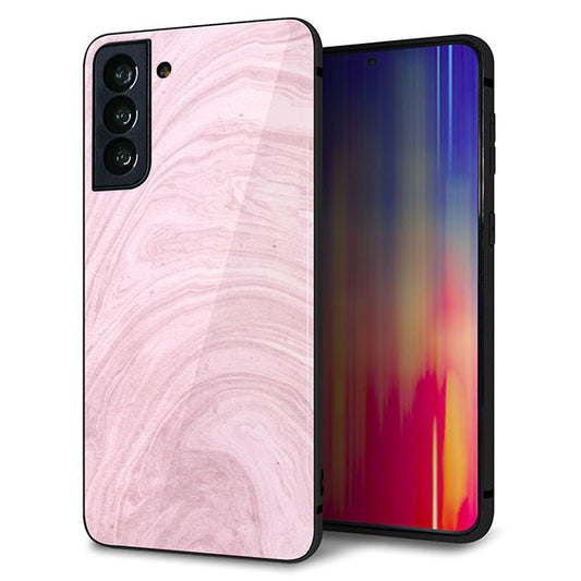 au ギャラクシーS21+ 5G SCG10 強化ガラス&TPUスマホケース ガラプリ【KM873 大理石ラベンダー】