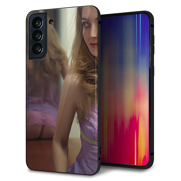 au ギャラクシーS21+ 5G SCG10 強化ガラス&TPUスマホケース ガラプリ【KM886 ミラー】