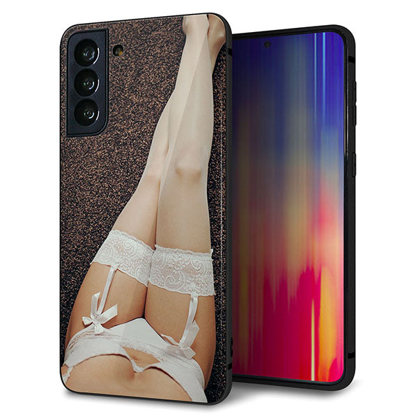 au ギャラクシーS21+ 5G SCG10 強化ガラス&TPUスマホケース ガラプリ【KM888 ストッキング】