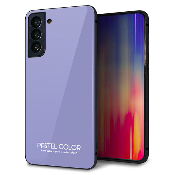 au ギャラクシーS21+ 5G SCG10 強化ガラス&TPUスマホケース ガラプリ【KM900 パステルカラー(パステルブルー)】