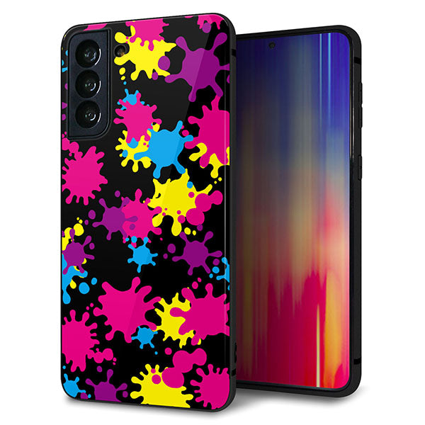 au ギャラクシーS21+ 5G SCG10 強化ガラス&TPUスマホケース ガラプリ【MA877 ペイントブラック】