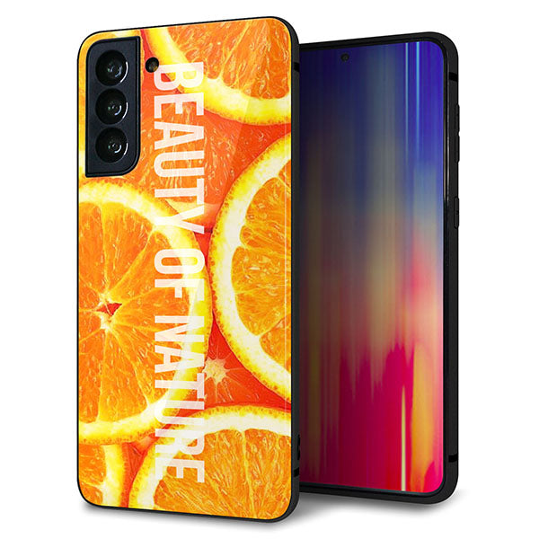 au ギャラクシーS21+ 5G SCG10 強化ガラス&TPUスマホケース ガラプリ【MA882 オレンジ】