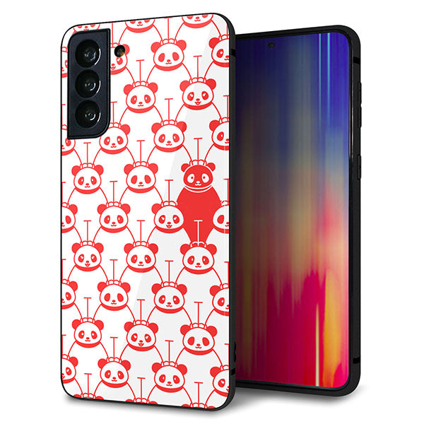 au ギャラクシーS21+ 5G SCG10 強化ガラス&TPUスマホケース ガラプリ【MA913 パターン パンダ】