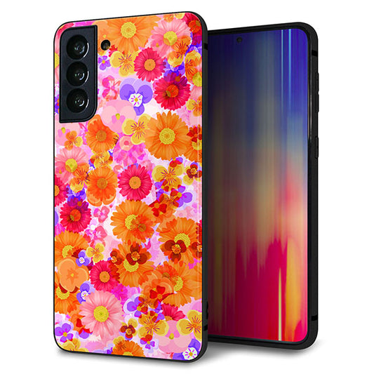 au ギャラクシーS21+ 5G SCG10 強化ガラス&TPUスマホケース ガラプリ【SC869 リバティプリント フルールドパルファン(ピンク)】