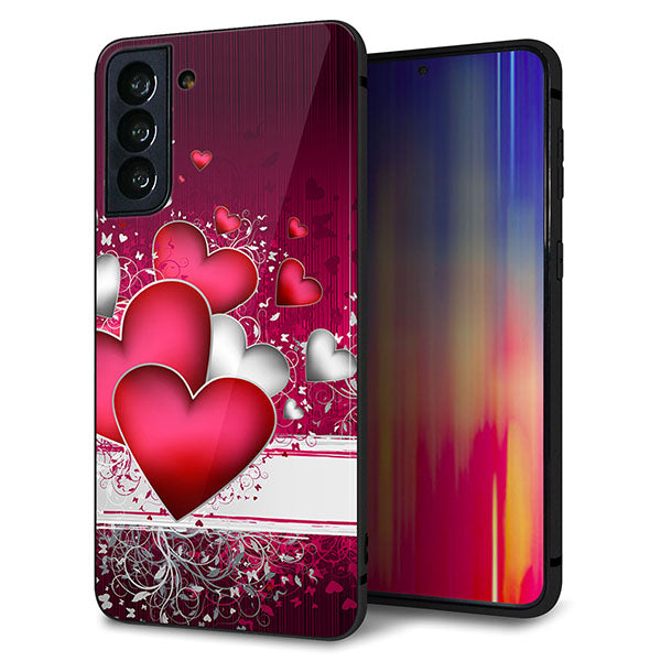 au ギャラクシーS21+ 5G SCG10 強化ガラス&TPUスマホケース ガラプリ【VA835 ハートの息吹】