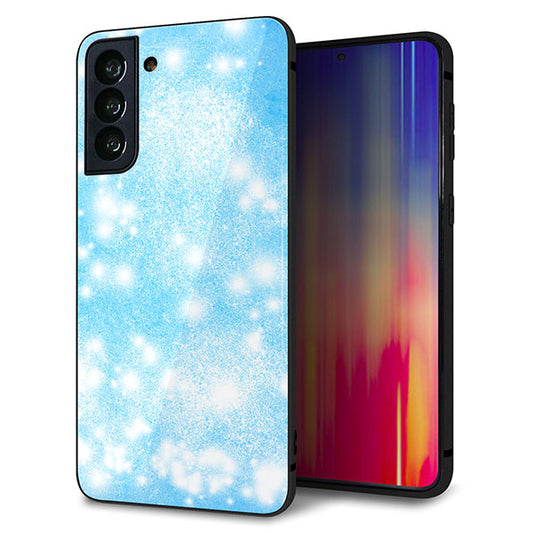 au ギャラクシーS21+ 5G SCG10 強化ガラス&TPUスマホケース ガラプリ【YJ289 デザインブルー】