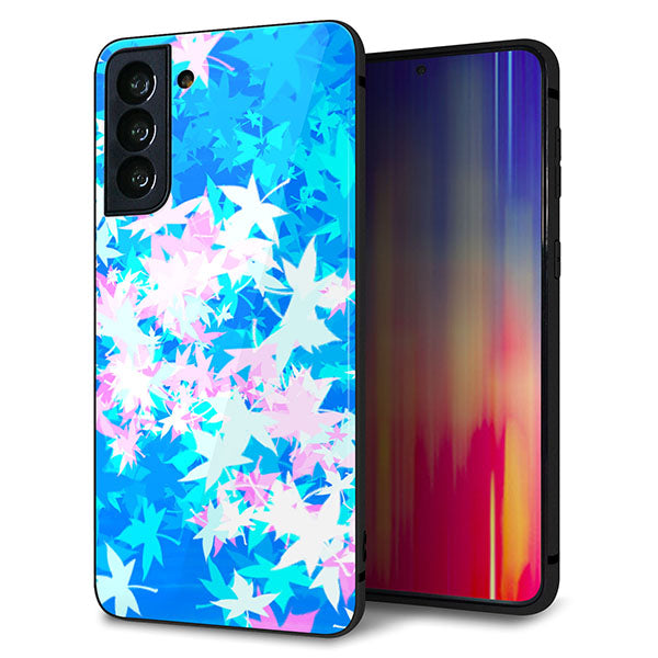 au ギャラクシーS21+ 5G SCG10 強化ガラス&TPUスマホケース ガラプリ【YJ290 デザインもみじ】