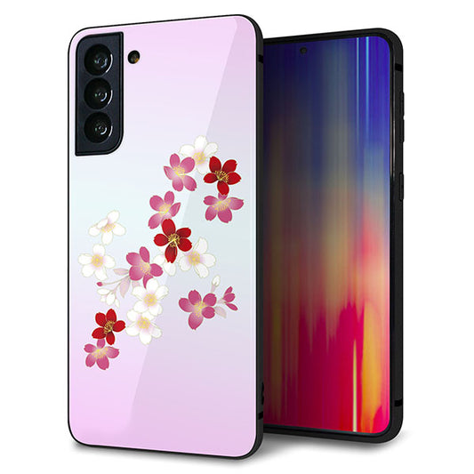 au ギャラクシーS21+ 5G SCG10 強化ガラス&TPUスマホケース ガラプリ【YJ320 桜 和】