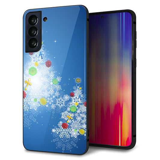 au ギャラクシーS21+ 5G SCG10 強化ガラス&TPUスマホケース ガラプリ【YJ347 クリスマスツリー】