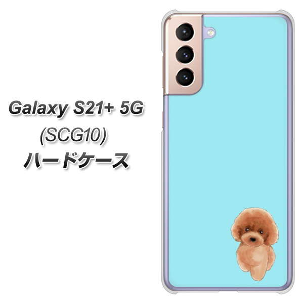 au ギャラクシーS21+ 5G SCG10 高画質仕上げ 背面印刷 ハードケース【YJ050 トイプードルレッド(ブルー)】