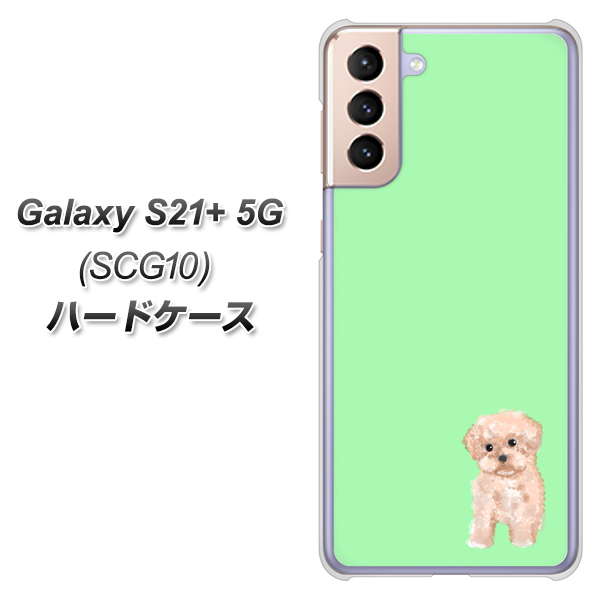 au ギャラクシーS21+ 5G SCG10 高画質仕上げ 背面印刷 ハードケース【YJ063 トイプードルアプリコット(グリーン)】