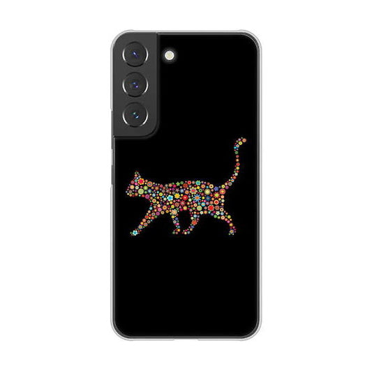 Galaxy S22 SCG13 au 高画質仕上げ 背面印刷 ハードケース 【406 カラフルキャット】
