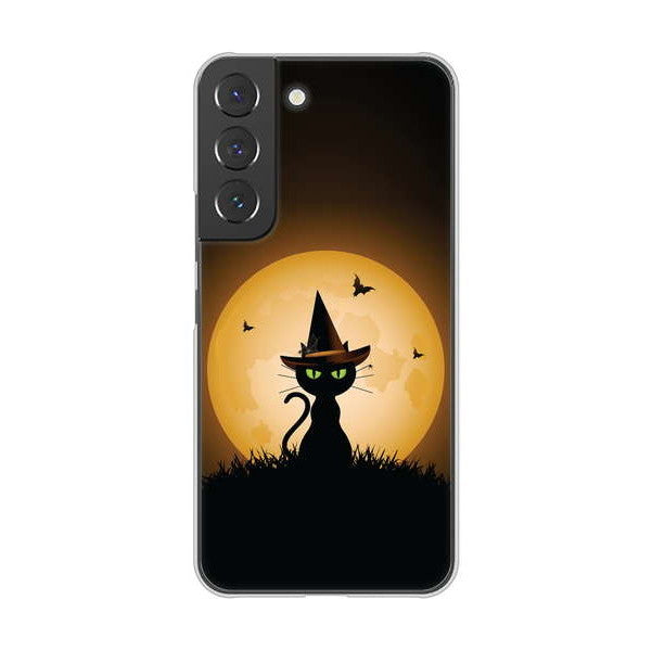 Galaxy S22 SCG13 au 高画質仕上げ 背面印刷 ハードケース 夜とネコ