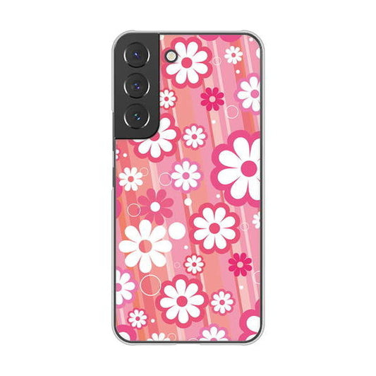 Galaxy S22 SCG13 au 高画質仕上げ 背面印刷 ハードケース 【751 マーガレット(ピンク系)】