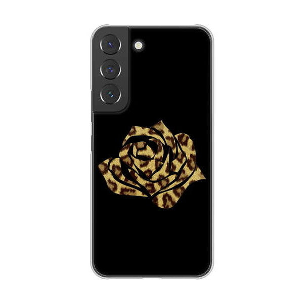 Galaxy S22 SCG13 au 高画質仕上げ 背面印刷 ハードケース 【1184 ヒョウのバラ(茶)】