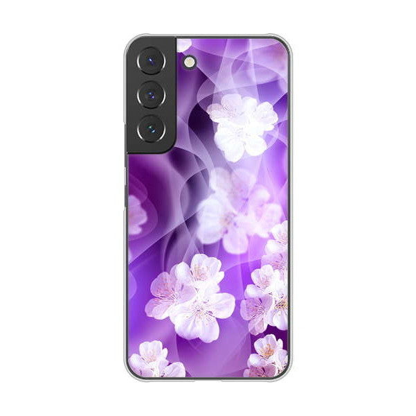 Galaxy S22 SCG13 au 高画質仕上げ 背面印刷 ハードケース 【1211 桜とパープルの風】