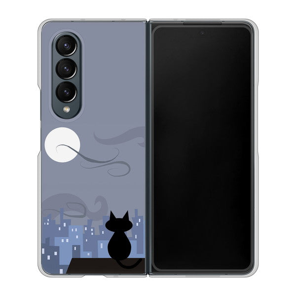 Galaxy Z Fold4 SCG16 au 高画質仕上げ 背面印刷 ハードケース【012 屋根の上のねこ】