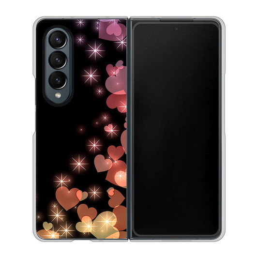 Galaxy Z Fold4 SCG16 au 高画質仕上げ 背面印刷 ハードケース【020 夜のきらめきハート】