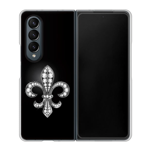 Galaxy Z Fold4 SCG16 au 高画質仕上げ 背面印刷 ハードケース【042 ラインストーン風の印刷ゴージャスユリ】