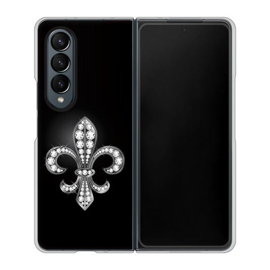 Galaxy Z Fold4 SCG16 au 高画質仕上げ 背面印刷 ハードケース【042 ラインストーン風の印刷ゴージャスユリ】