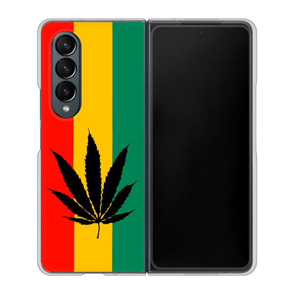 Galaxy Z Fold4 SCG16 au 高画質仕上げ 背面印刷 ハードケース【083 大麻ラスタカラー】