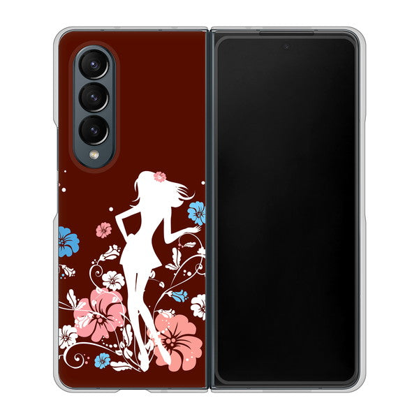 Galaxy Z Fold4 SCG16 au 高画質仕上げ 背面印刷 ハードケース【110 ハイビスカスと少女】