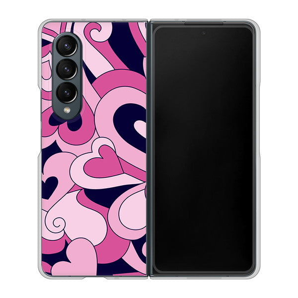Galaxy Z Fold4 SCG16 au 高画質仕上げ 背面印刷 ハードケース【223 ハートの調べ】