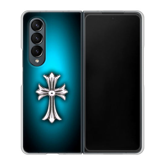 Galaxy Z Fold4 SCG16 au 高画質仕上げ 背面印刷 ハードケース【334 クロスブルー】