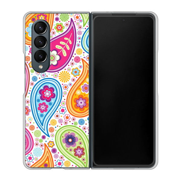 Galaxy Z Fold4 SCG16 au 高画質仕上げ 背面印刷 ハードケース【378 カラフルペイズリー】