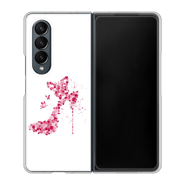 Galaxy Z Fold4 SCG16 au 高画質仕上げ 背面印刷 ハードケース【387 薔薇のハイヒール】