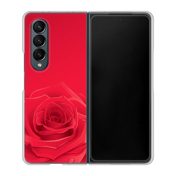Galaxy Z Fold4 SCG16 au 高画質仕上げ 背面印刷 ハードケース【395 赤いバラ】