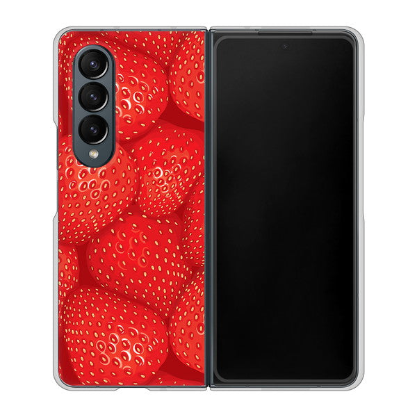 Galaxy Z Fold4 SCG16 au 高画質仕上げ 背面印刷 ハードケース【444 ストロベリーウォール】