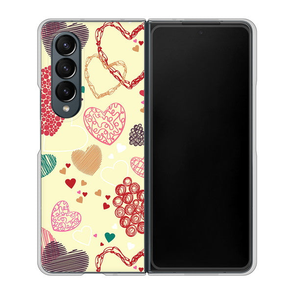 Galaxy Z Fold4 SCG16 au 高画質仕上げ 背面印刷 ハードケース【480 素朴なハート】