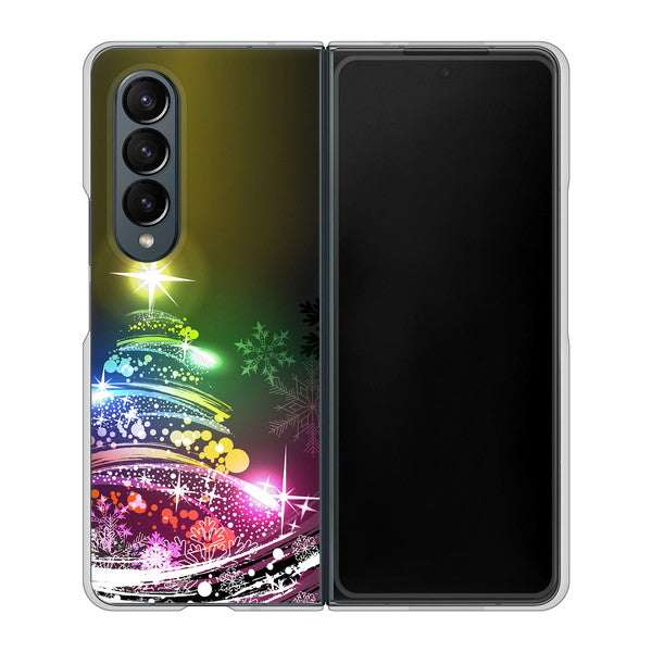 Galaxy Z Fold4 SCG16 au 高画質仕上げ 背面印刷 ハードケース【722 レインボークリスマス】