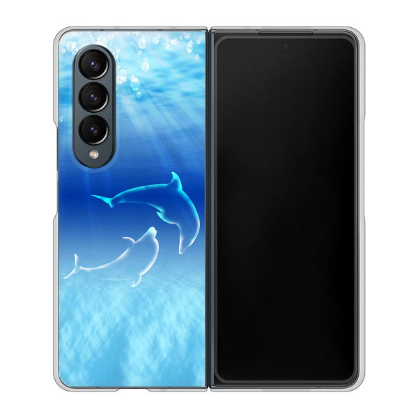 Galaxy Z Fold4 SCG16 au 高画質仕上げ 背面印刷 ハードケース【1048 海の守り神イルカ】