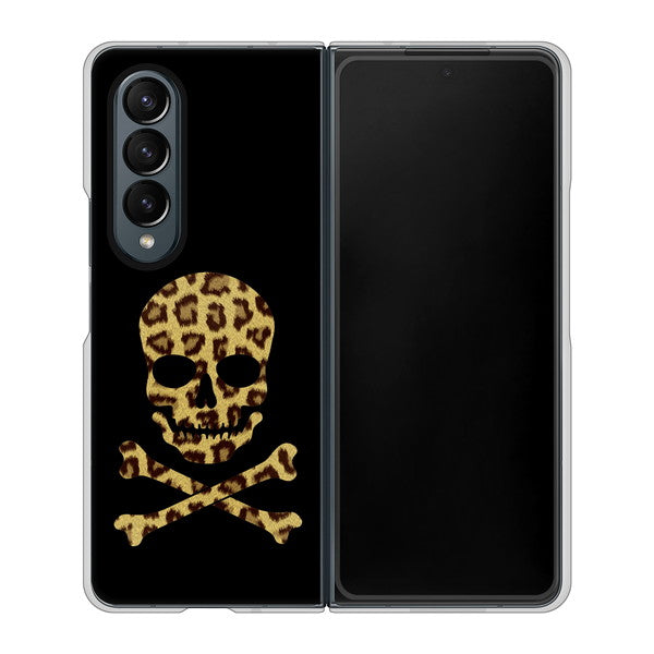 Galaxy Z Fold4 SCG16 au 高画質仕上げ 背面印刷 ハードケース【1078 ドクロフレームヒョウその他のカラー】