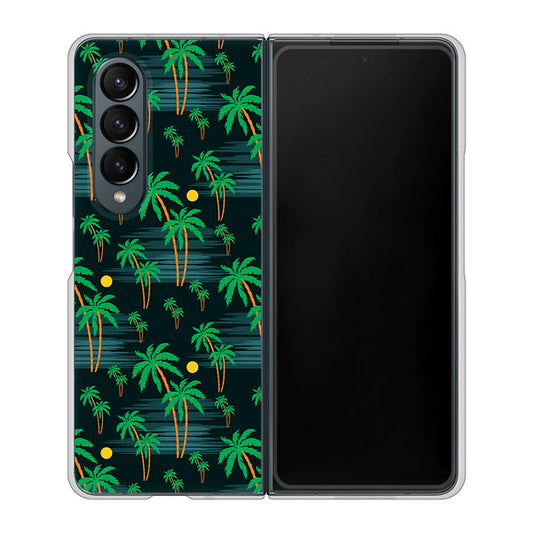 Galaxy Z Fold4 SCG16 au 高画質仕上げ 背面印刷 ハードケース【1315 月夜とヤシ】