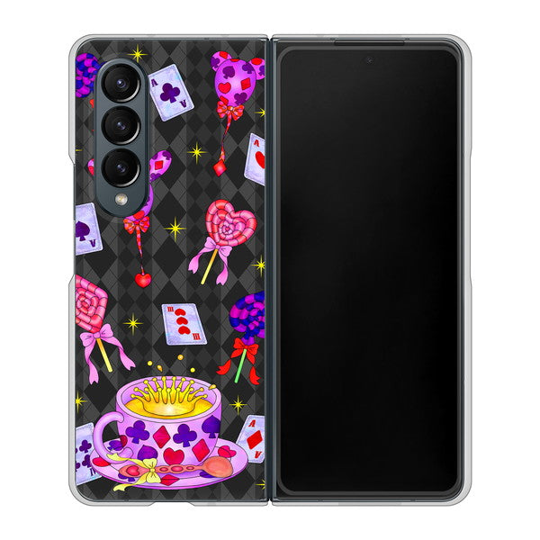 Galaxy Z Fold4 SCG16 au 高画質仕上げ 背面印刷 ハードケース【AG818 トランプティー(黒)】