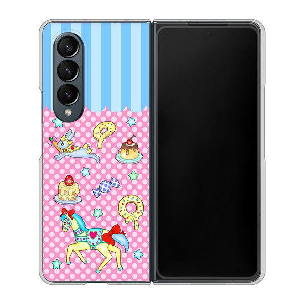 Galaxy Z Fold4 SCG16 au 高画質仕上げ 背面印刷 ハードケース【AG827 メリーゴーランド(ピンク)】