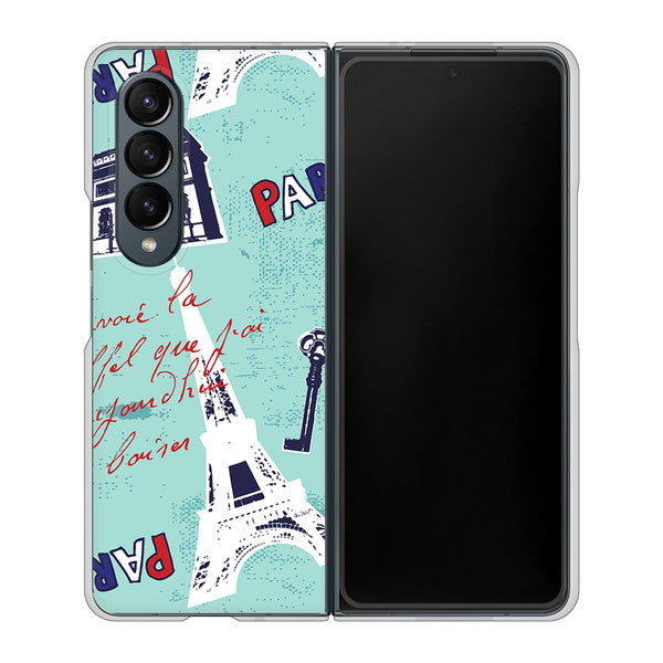 Galaxy Z Fold4 SCG16 au 高画質仕上げ 背面印刷 ハードケース【EK812 ビューティフルパリブルー】