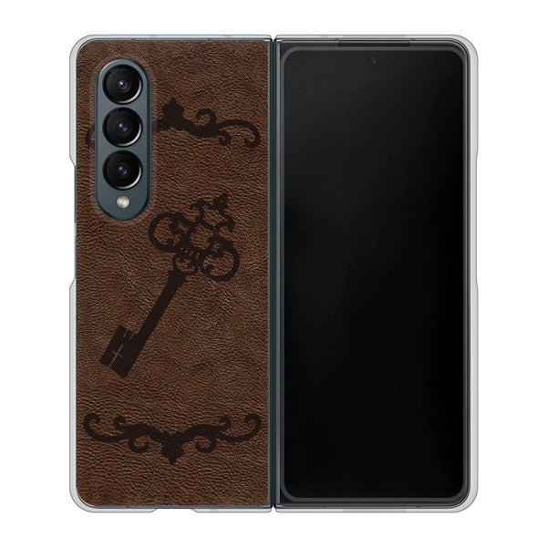 Galaxy Z Fold4 SCG16 au 高画質仕上げ 背面印刷 ハードケース【EK824 レザー風アンティークキー】