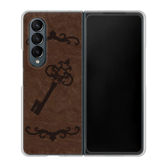 Galaxy Z Fold4 SCG16 au 高画質仕上げ 背面印刷 ハードケース【EK824 レザー風アンティークキー】