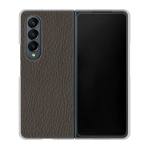 Galaxy Z Fold4 SCG16 au 高画質仕上げ 背面印刷 ハードケース【EK851 レザー風グレー】